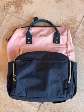 Pink and navy laptop backpack